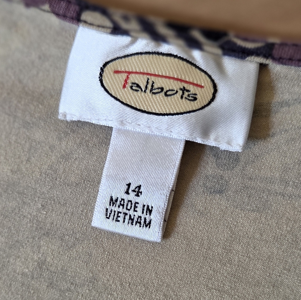 Talbots Purple and Cream Long Sleeve Dress - Picture 3 of 7